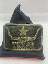 Vintage Texas Longhorn Star Brass Type Belt Buckle Vintage 3 1/4 BF
