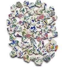 Broken Tiles for Mosaics,1lb About 73pcs Ceramic China Glazed Irregular Tiles fo