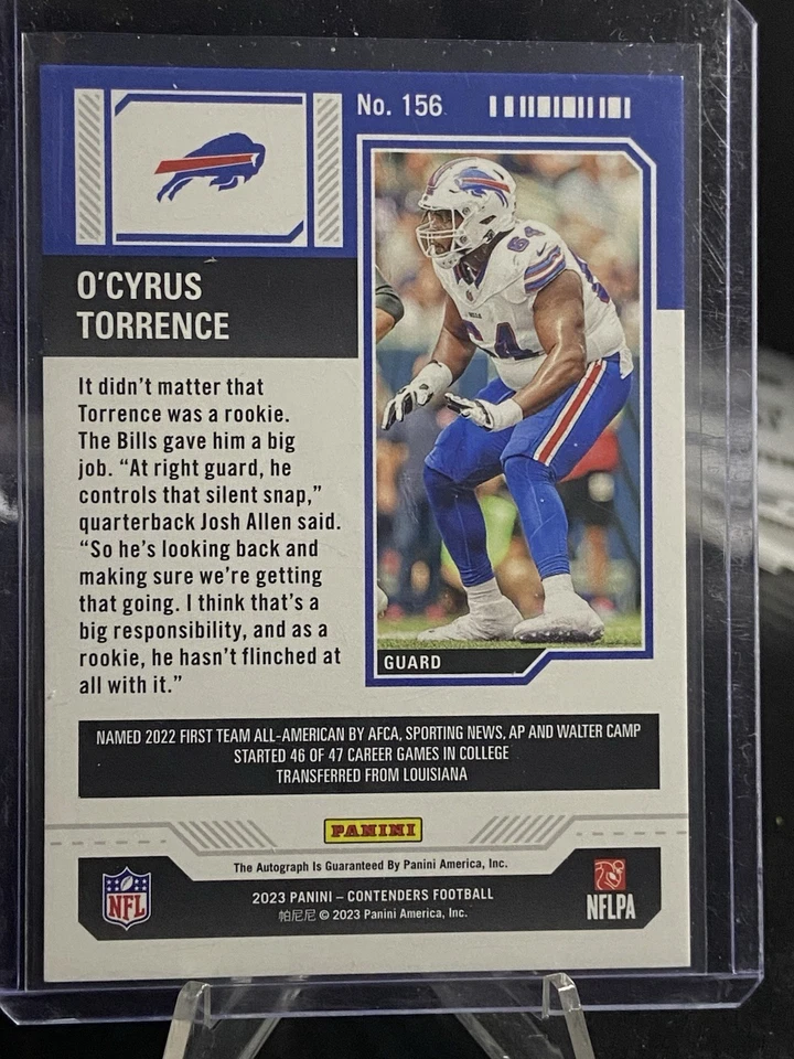 2023 Panini Contenders - Rookie Ticket O'Cyrus Torrence #156 (AU, RC) - Image 2 of 2