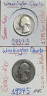 1937-S & 1939S Washington Silver Quarter Look VG+ Semi-Key Dates Cleaned