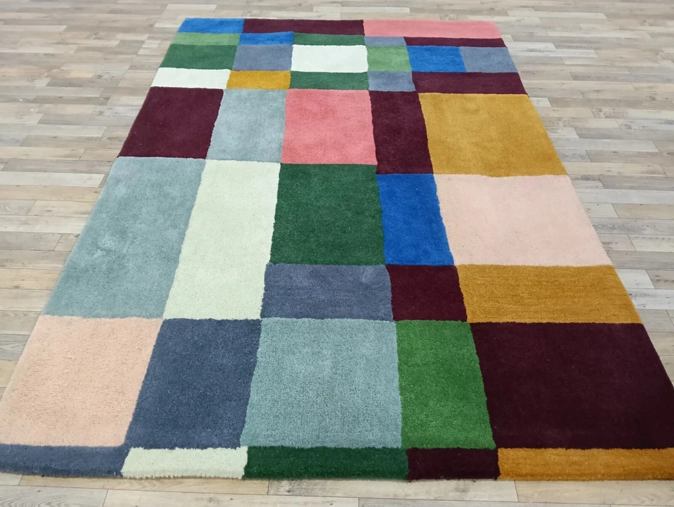 Alfombra acolchada a mano de lana y viscosa multicolor alfombra de área |8x10|8x12|9x12| Foto 4 de 4