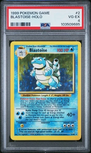 PSA 4 Blastoise 2/102 1999 Base Set Holo Rare Pokemon Card
