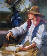 Quality Hand Painted Oil Painting In Thought 20x24in