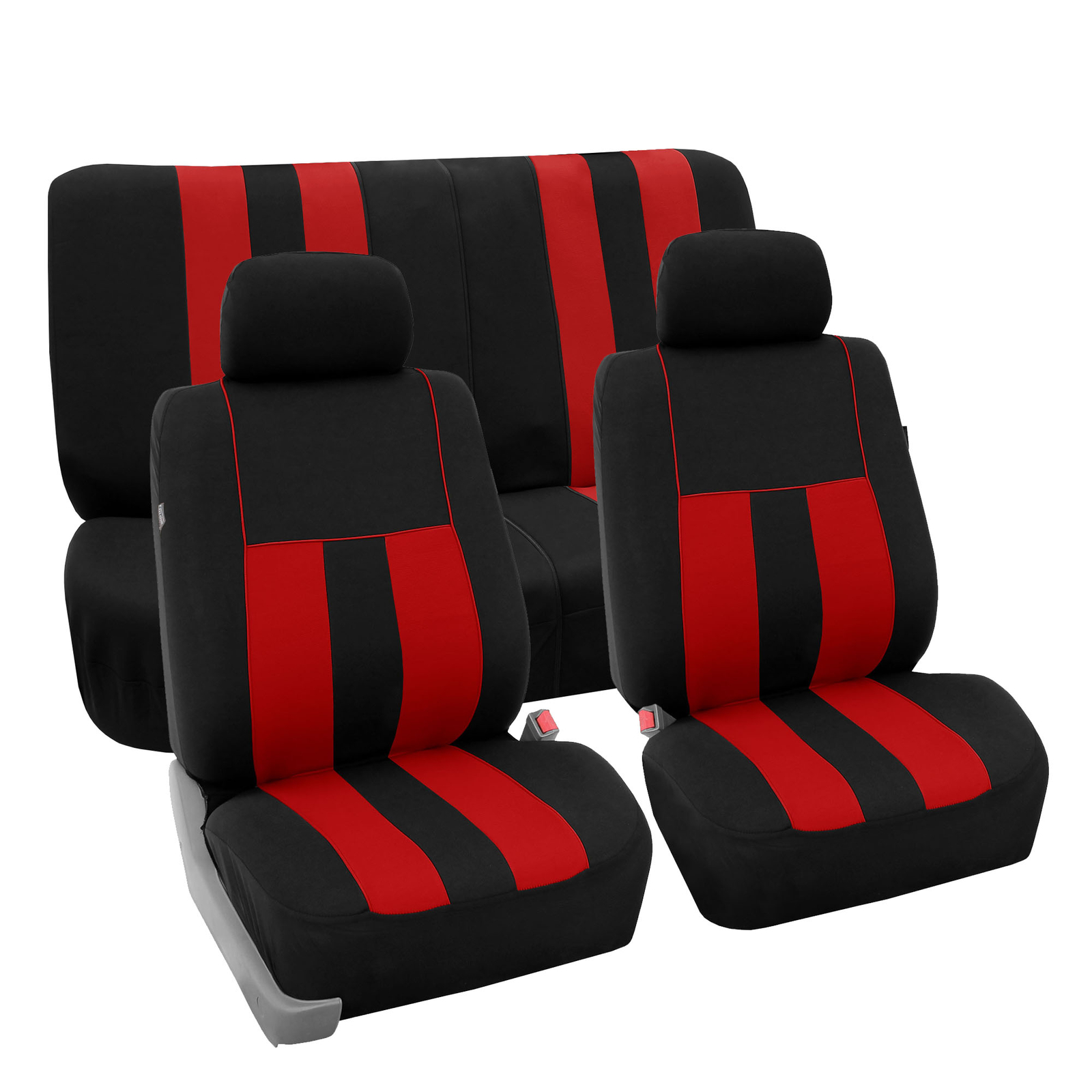 Full Set Car Seat Covers for Auto SUV Van Red Black w/ 2 Head Rest Covers