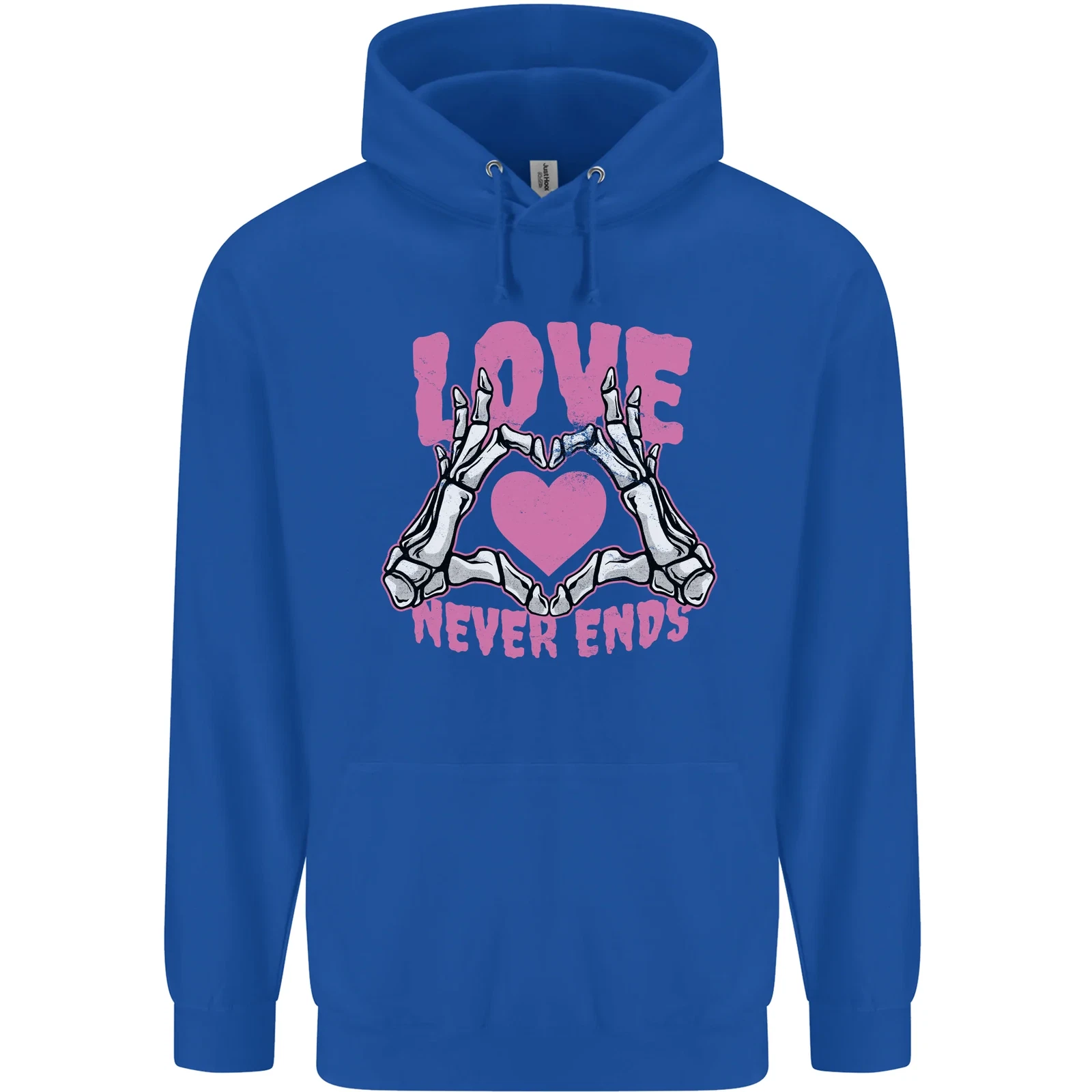 Felpa con cappuccio uomo Love Never Ends gotica San Valentino 80% cotone