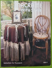 MACRAME WITH STYLE  #GM-9 INSTRUCTIONS FOR 15 PROJECTS   VINTAGE 1977 SOFTCOVER