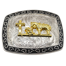 PRAYING COWBOY BELT BUCKLE WESTERN RODEO HORSE ANIMAL Hebillas Vaqueras