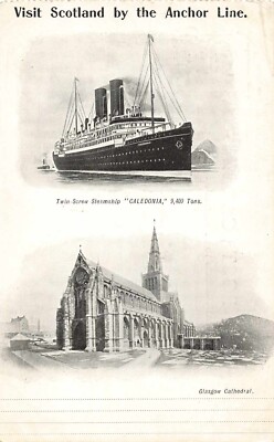 Postcard Visit Scotland by the Anchor Line Caledonia Glasgow Cathedral Undivided