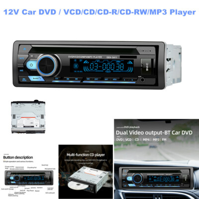 12V Car DVD / VCD/CD/CD-R/CD-RW/MP3 Player Bluetooth Card Disc Media SD/USB LCD
