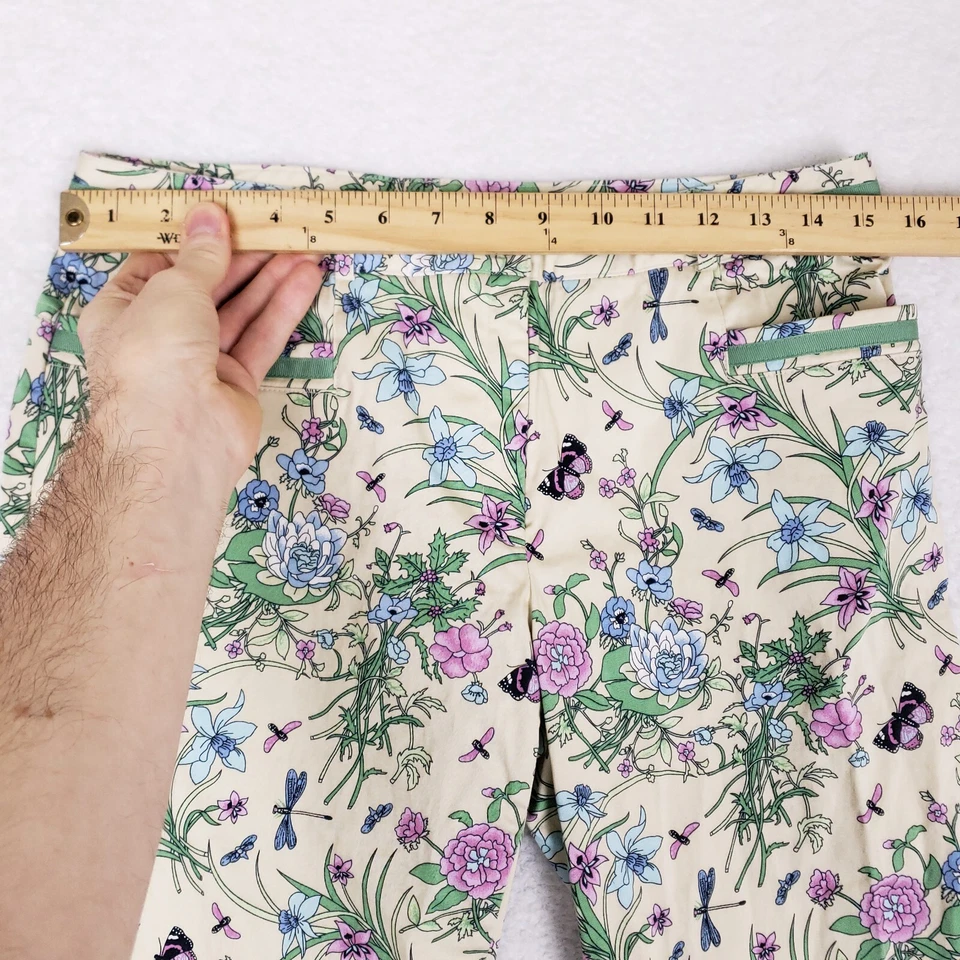 Pantalones Esquineros Informales Estampado Floral Pierna Recta Talla 6 Beige Gardencore Y2K Foto 3 de 4