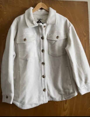 Women's Utility Shacket - Ava & Viv Solid Cream 2x New With Tags Soft