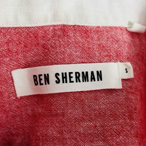 Camisa Oxford Pequeña Ben Sherman Roja 100% Algodón Casual Botones Manga Corta - Imagen 3 de 4