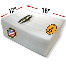 70 Pack Mighty Gadget (R) 16" X 12" X 1/16" Foam Wrap Cushioning Sheets