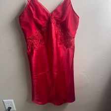 Victoria s Secret Gold Label Large Red Floral Lace Chiffon Cups Nightie 90s W
