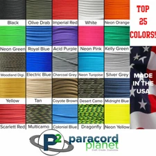 550 Paracord Rope Mil Spec 550 Type III 7 Strand Parachute Cord - 100 Feet Cord
