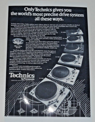 Technics Turntable Audiophile Poster 1978 SL-1200, 1400, SL-1350, 1500 19" x 13"