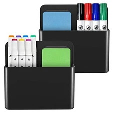 2 Pack Magnetic Dry Erase Marker Holder, Whiteboard Marker Holder, Magnet Black
