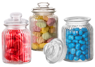 3x Bonbon-Gläser 1L mit Glas-Deckel Bonboniere Süßigkeiten Candy Bar Keksdosen 4042366742039