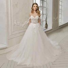 Elegant Wedding Dresses Off Shoulder Sweetheart Sequin Lace Applique Bridal Gown