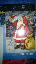 New Christmas Santa Yard Flags 28" x 40" Breeze Art Solar Silk Polyester