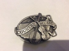 Vintage 1984 Country Music Pewter Belt Buckle E-29 Siskiyou Buckle Co.