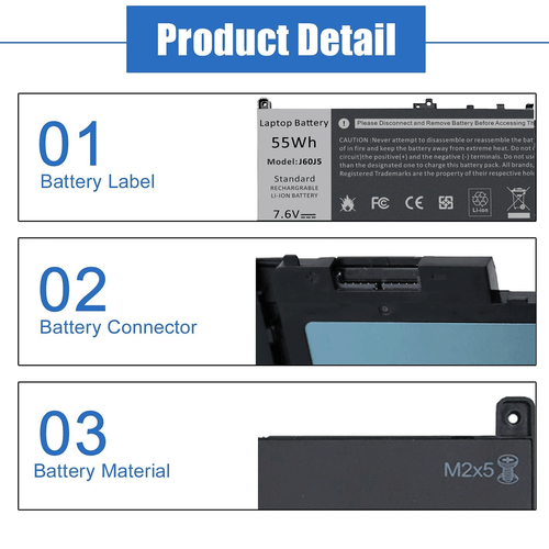 Replacement J60J5 Battery For Dell Latitude E7270 E7470 Series MC34Y 242WD 55Wh - Picture 8 of 12