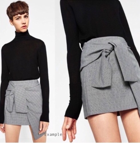 Zara Herringbone Mini drapierter Krawattenrock Größe S - Bild 2 von 7