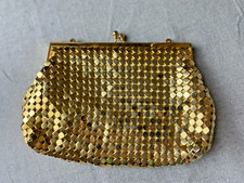 VTG 50s Womens Chain Mail Gold Purse Mesh Evening Bag Hollywood Glam 8"x5"