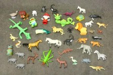 Mixed Lot Plastic Toy Animals Old Estate Find AS IS mix Jungle Farm Bag 1 ZM