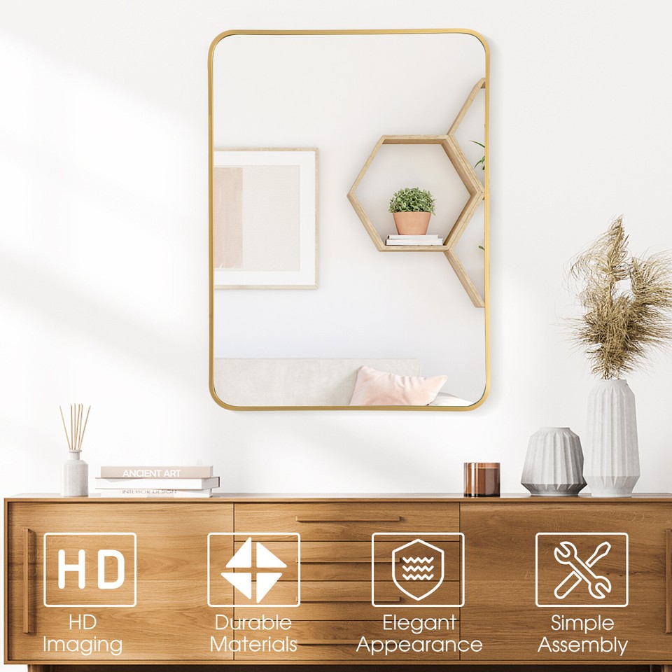 22" x 30" Wall Mirror Bathroom Wall Mirror w/ Thick Aluminum Alloy