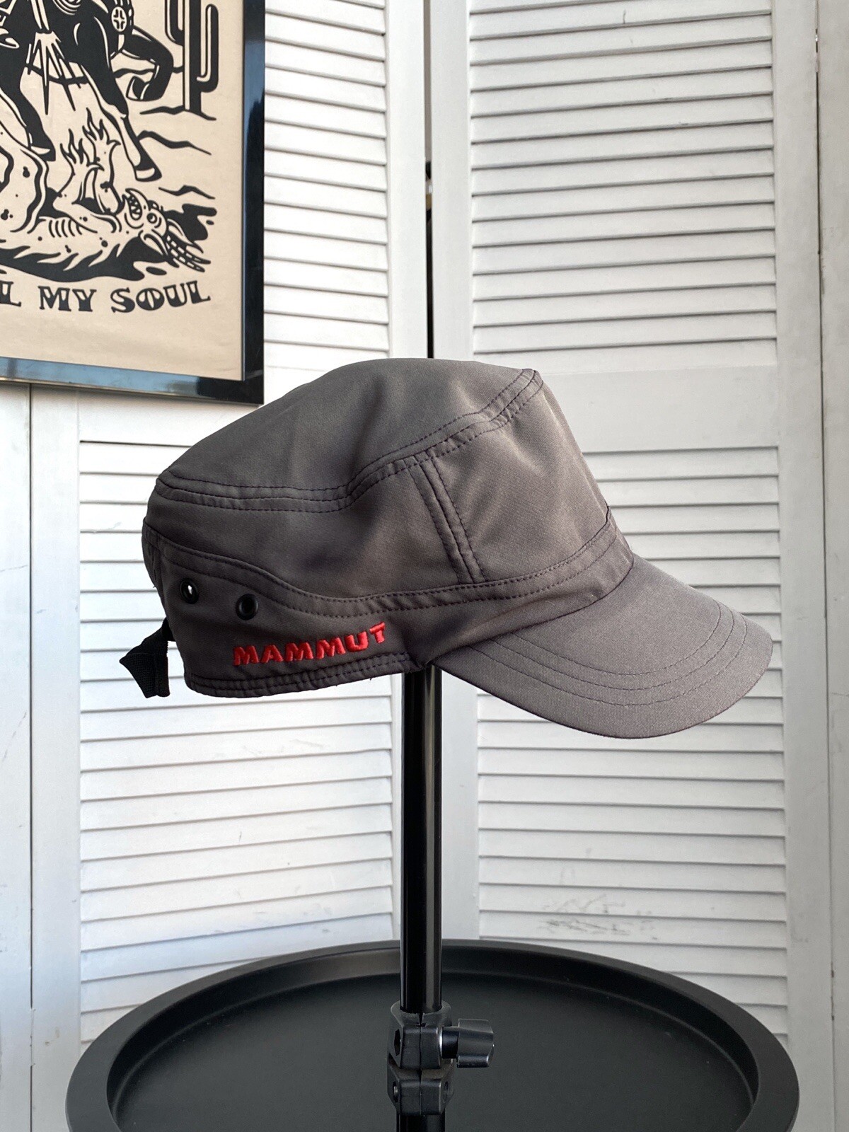 Vintage Mammut Pokiok Softshell Hiking Trail 5 Panel Hat Cap Faded Black Eminem