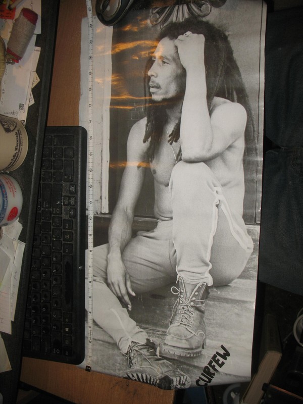 Vintage Bob Marley "Curfew" B&W Photo Poster by Johnnie Black  11.75" x 23"