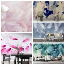 3D Feather Pattern Color Self-adhesive Wallpaper Removable Wallpaper Wall Mural