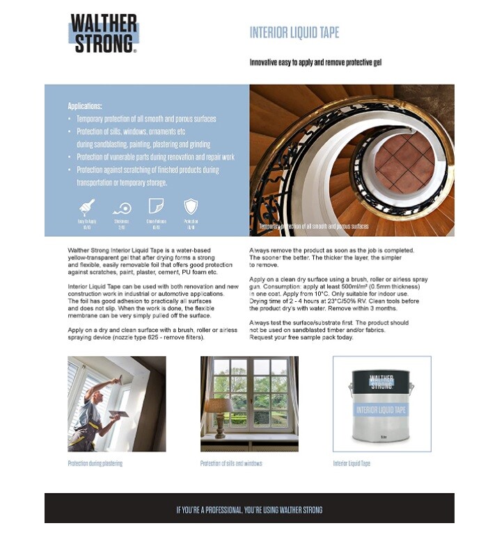 Walther Strong Interior Liquid Masking Tape 250ml & 1L Masking