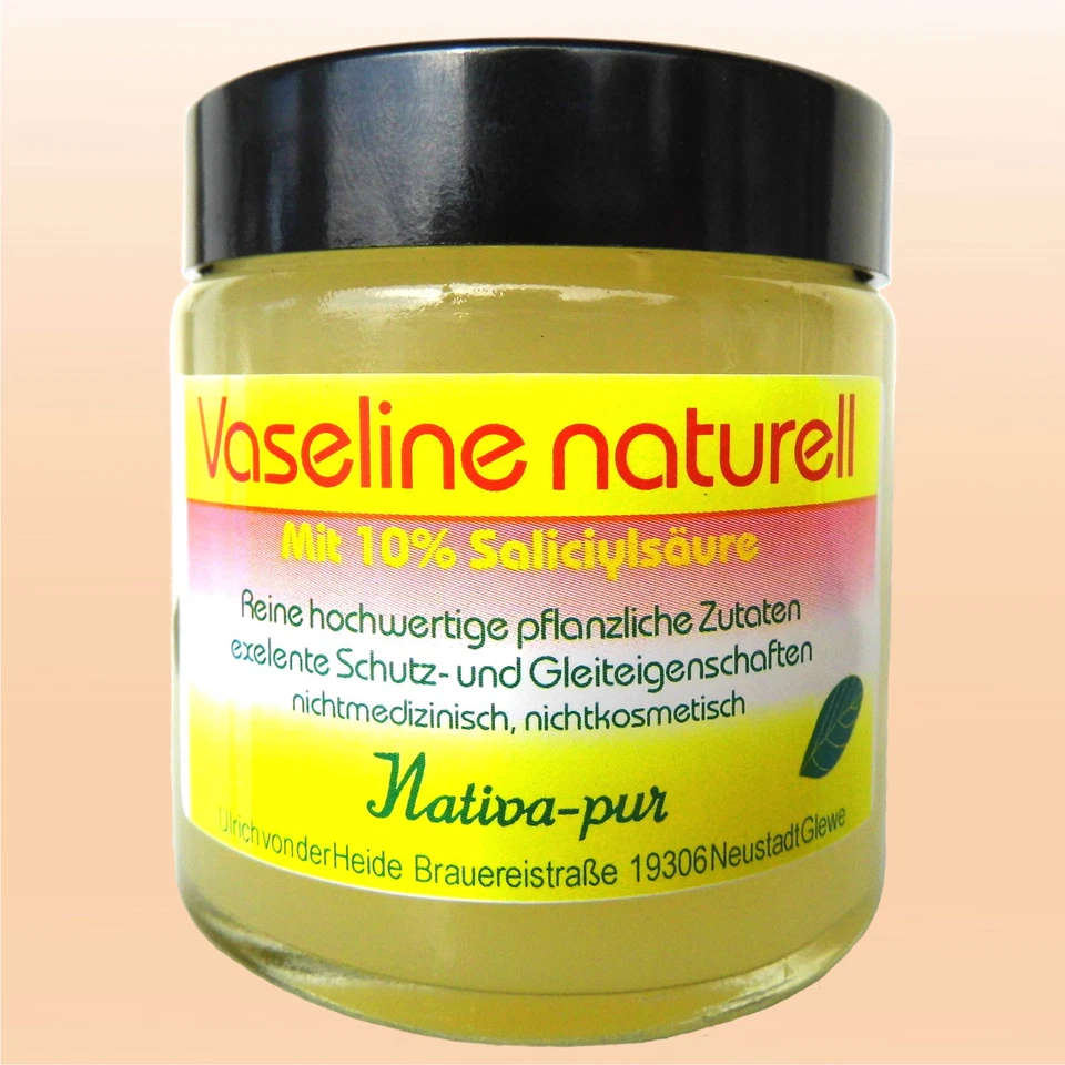 NATIVA PUR Vaseline naturell mit 10%-tige Salicylsäure 50 ml Glas Lebensmittelqualität