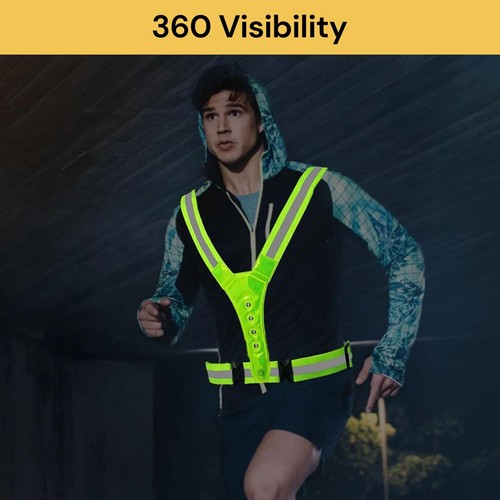 LED Reflective Running Vest Light Up Safety Ultralight For Night Walking Cycling - Picture 6 of 16