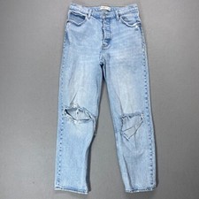 Abercrombie Fitch Jeans Womens 8 The Dad High Rise Light Wash Ripped Button Fly