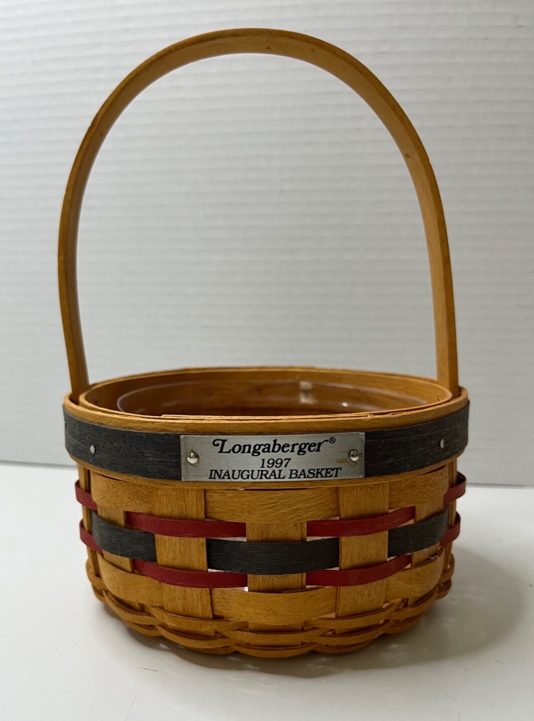  Longaberger 1997 Inaugural Basket With Plastic Protector Red Blue Patriotic 