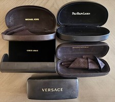 5ct Versace, Kors, Armani Sun Eye Glasses Case Clamshell Hard Black Storage