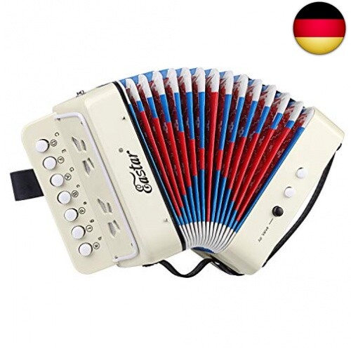 10 Tasten Akkordeon Kinder Ziehharmonika für Kinder, Weiß