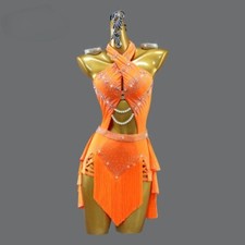 Latin Dance Clothes Line Skirt Dress Stage Tassel Outfit Midi Parties Suit Ball