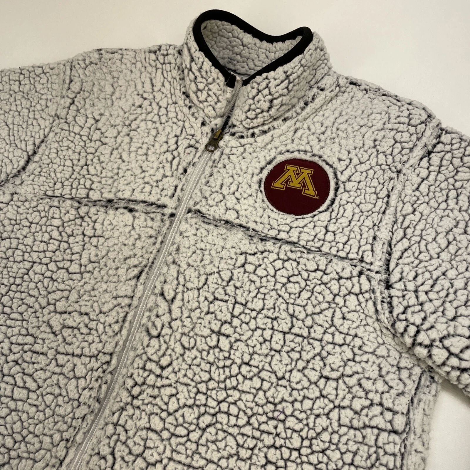 OFF WHITE Giacca Minnesota Gophers Champion finto sherpa full zip tasche taglia S bianco sporco