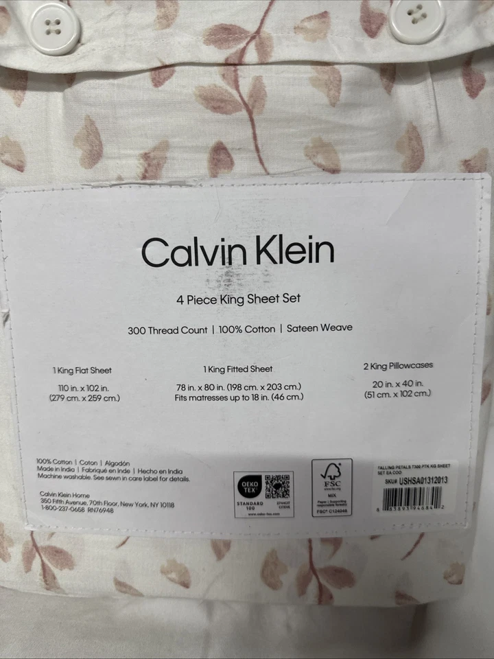 Набор простыней Calvin Klein цветочный королевский 300 нитей 100% хлопок - Изображение 3 из 4