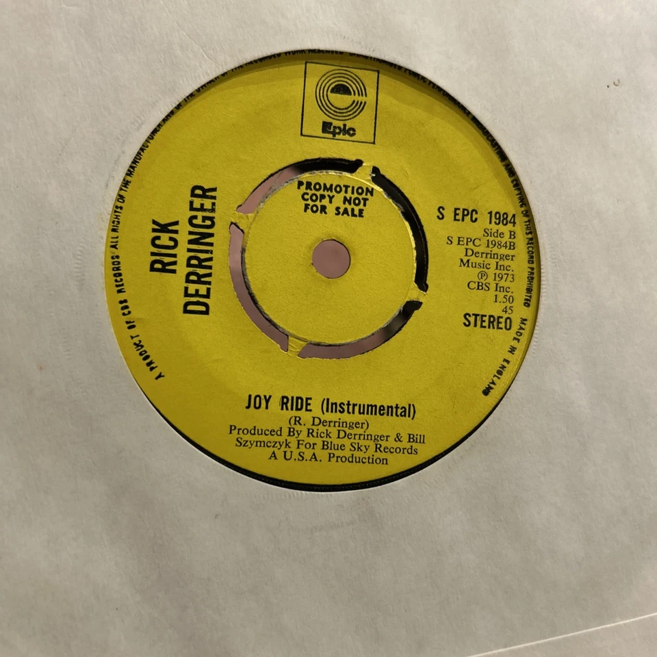 RICK DERRINGER - Teenage Love Affair 7” Single Vinyl Record 1974 Epic Promo Vg+ Foto 2 de 2