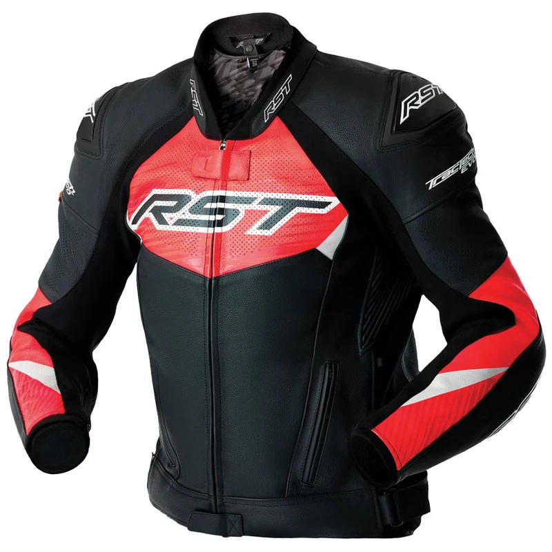 RST Tractech Evo D3O Leather Black Flo Red, photo 1 of 10