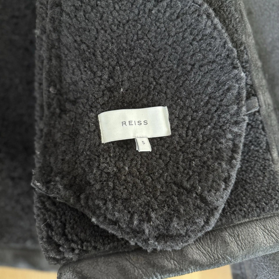 REISS Kyelder Black Shearling Jacket T41968 Size S - Image 4 of 4