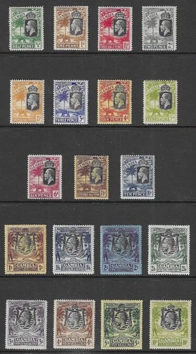GAMBIA 1922-1927, FULL SET POSTAGE STAMPS KING GEORGE V, SG 122-142, MLH/MH.