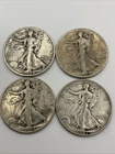 Lot Of 4 Walking Liberty Silver 90% Half Dollars 1947 1943 1944 1934 P $2 Face