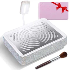 Nail Dust Collector Nail Tech with Lamp & 50PCS Disposal Filters, Powerful Rhine