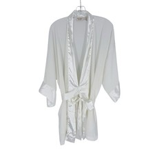 Vintage Victorias Secret Robe Ivory Sheer Satin Trim Gold Tag Womens One Size